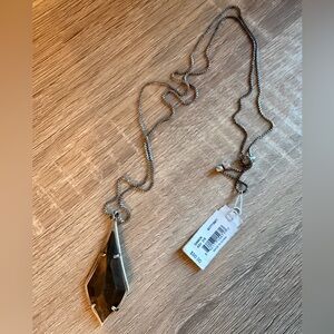 NWT Kendra Scott Damon Adjustable Rhodium Pendant Necklace in Pyrite